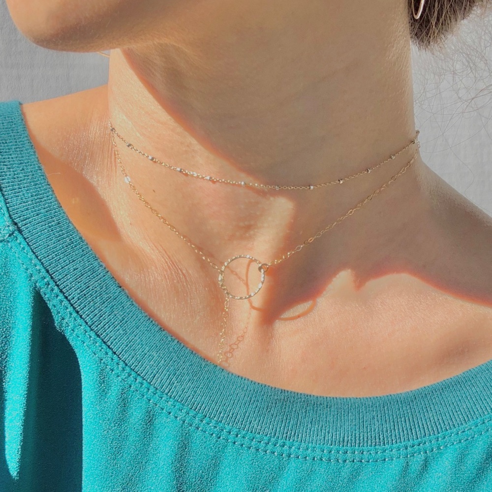 Dainty Choker Necklace 14K Gold Filled Two tone - Picture 4 of 4